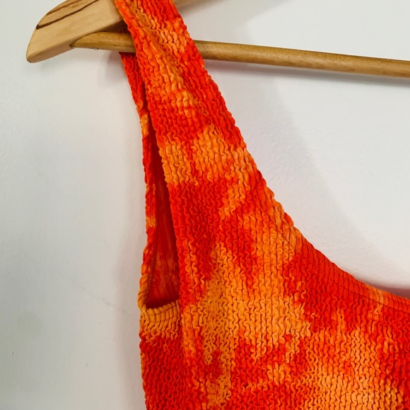 RARE! 1980's LIZA BRUCE Vintage Bathing Suit TIE-DYED LACE PULL DOWN SKIRT NEON - Picture 11 of 12